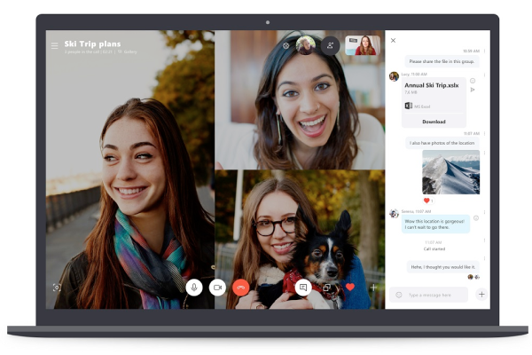 Picture of multi person skype video call